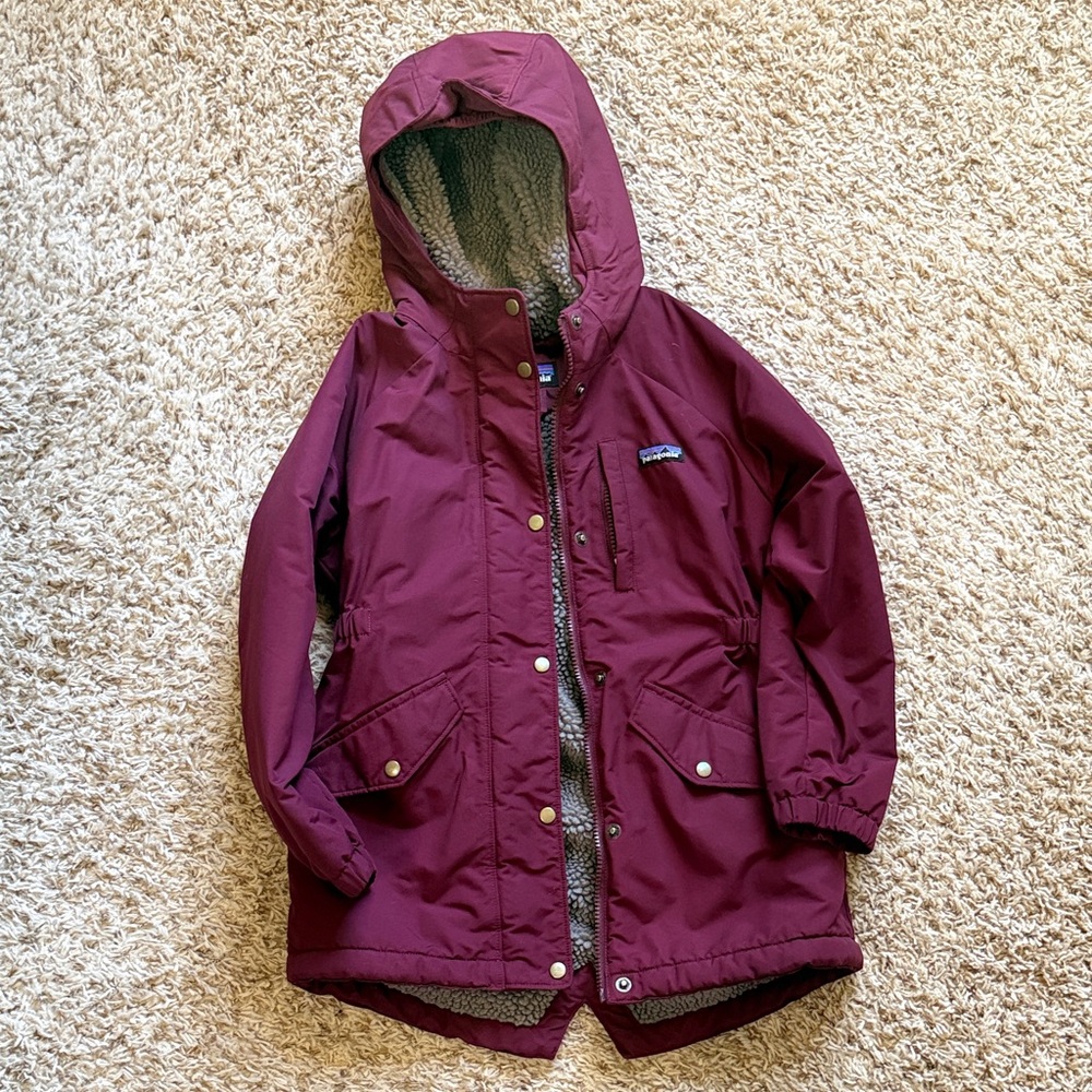 Patagonia Kids Hooded Raincoat - Burgundy